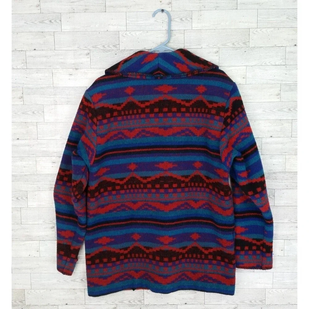 Vintage 80s‎ Jo Hardin Red Blue Southwestern Western Aztec Jacket Coat Size 8